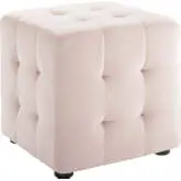 Contour Cube Ottoman in Tufted Pink Velvet