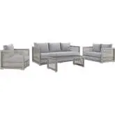 Aura 4 Piece Outdoor Wicker Rattan Sofa Set in Gray