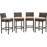 Conduit Outdoor Poly Wicker Bar Stool in Brown & Beige (Set of 4)