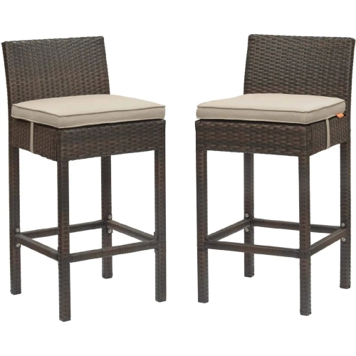 Conduit Outdoor Poly Wicker Bar Stool in Brown & Beige (Set of 2)