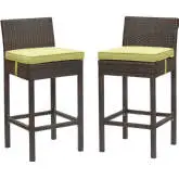 Conduit Outdoor Poly Wicker Bar Stool in Brown & Peridot (Set of 2)