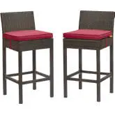 Conduit Outdoor Poly Wicker Bar Stool in Brown & Red (Set of 2)