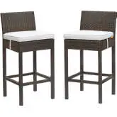 Conduit Outdoor Poly Wicker Bar Stool in Brown & White (Set of 2)