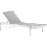 Charleston Outdoor Chaise Lounge Chair in Gray Mesh & White Metal