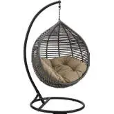 Garner Teardrop Outdoor Swing Chair in Poly Rattan & Mocha Fabric