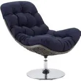 Brighton Outdoor Lounge Chair in Gray Poly Wicker & Navy Fabric