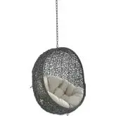 Hide Outdoor Swing Chair in Gray Poly Rattan & Beige Sunbrella &reg;