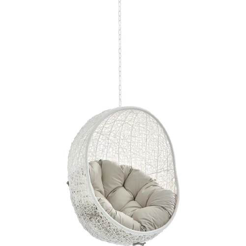 Hide Outdoor Swing Chair in White Poly Rattan & Beige Sunbrella &reg;