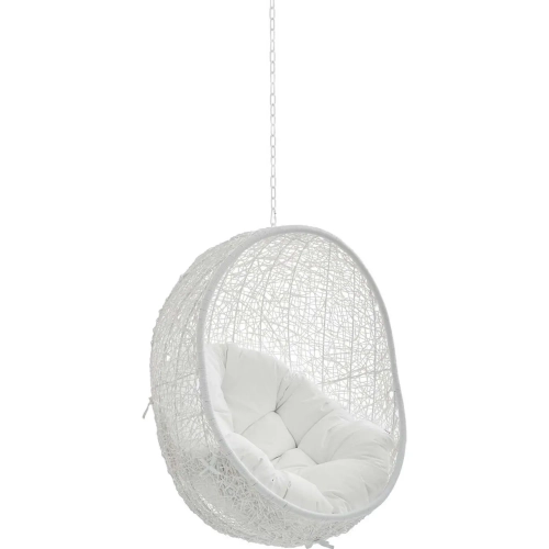 Hide Outdoor Swing Chair in White Poly Rattan & White Sunbrella &reg;