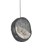 Encase Outdoor Swing Chair in Beige Sunbrella &reg; & Black Poly Rattan