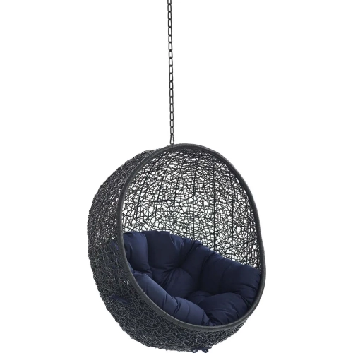 Encase Outdoor Swing Chair in Navy Blue Sunbrella &reg; & Black Poly Rattan