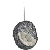 Encase Outdoor Swing Chair in Beige Fabric & Black Poly Rattan