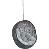 Encase Outdoor Swing Chair in Gray Fabric & Black Poly Rattan