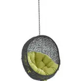 Encase Outdoor Swing Chair in Peridot Green Fabric & Black Poly Rattan