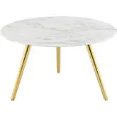 Lippa 28" Coffee Table w/ Tripod in White Faux Marble & Black Metal