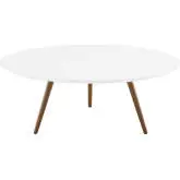 Lippa 40" Coffee Table w/ Tripod in White & Walnut