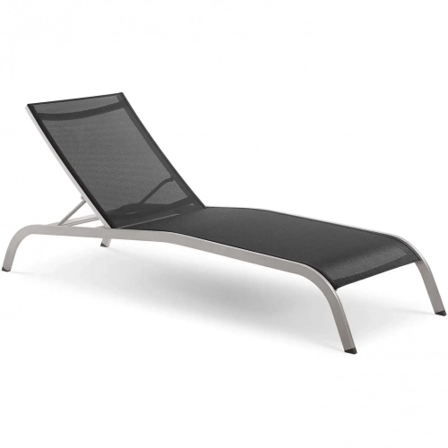 Savannah Outdoor Chaise Lounge Chair in Black Mesh