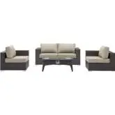 Convene 5 Piece Outdoor Loveseat Set w/ Fire Pit in Espresso & Beige