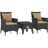 Convene 3 Piece Outdoor Dining Chair Set w/ Fire Pit in Espresso & Mocha