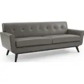 Engage Sofa in Tufted Gray Top Grain Leather