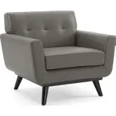 Engage Arm Chair in Tufted Gray Top Grain Leather