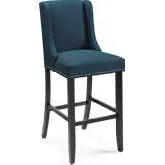 Baron Bar Stool in Azure Blue Fabric