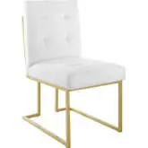 Privy Dining Chair in Tufted White Fabric & Gold Stainless