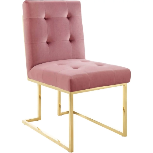 Privy Dining Chair in Tufted Dusty Rose Velvet & Gold Stainless