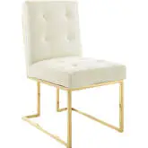 Privy Dining Chair in Tufted Ivory Velvet & Gold Stainless