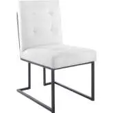 Privy Dining Chair in Tufted Beige Fabric & Black Stainless