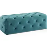 Amour 48" Entryway Bench in Tufted Button Sea BLue Velvet