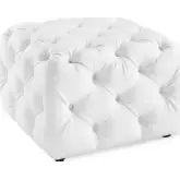 Anthem 24" Square Ottoman in Tufted White Leatherette