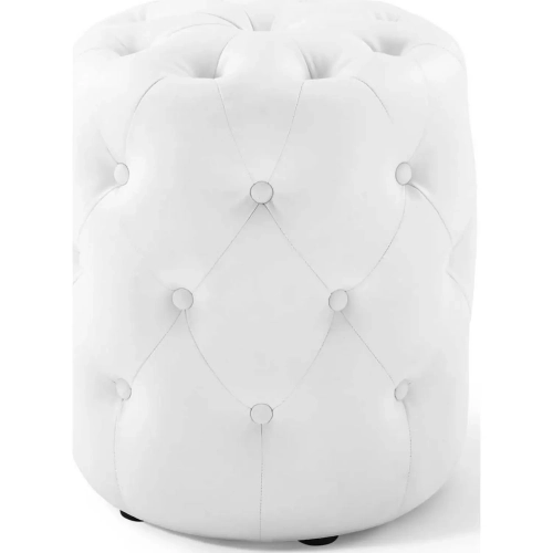 Anthem 15" Round Ottoman in Tufted White Leatherette