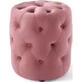 Anthem 15" Round Ottoman in Tufted Dusty Rose Velvet