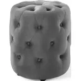 Anthem 15" Round Ottoman in Tufted Gray Velvet