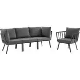 Riverside 4 Piece Outdoor Sofa Set in Slate & Charcoal