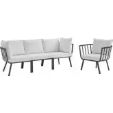 Riverside 4 Piece Outdoor Sofa Set in Slate & White