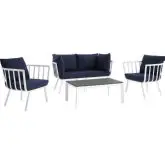 Riverside Outdoor 5 Piece Sofa Set in Gray Metal & Charcoal Fabric