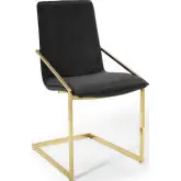 Pitch Dining Arm Chair in Black Velvet & Gold Metal