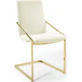 Pitch Dining Arm Chair in Ivory Velvet & Gold Metal