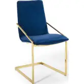 Pitch Dining Arm Chair in Navy Blue Velvet & Gold Metal