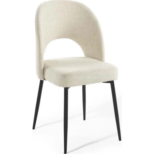 Rouse Dining Chair in Beige Fabric & Black Metal