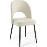 Rouse Dining Chair in Beige Fabric & Black Metal