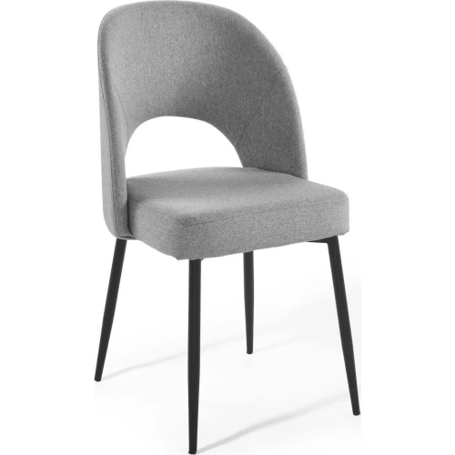 Rouse Dining Chair in Light Gray Fabric & Black Metal