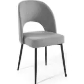 Rouse Dining Chair in Light Gray Fabric & Black Metal