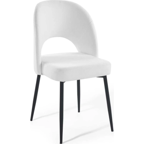 Rouse Dining Chair in White Fabric & Black Metal