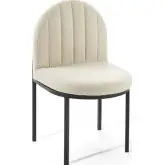 Isla Dining Chair in Channel Tufted Beige Fabric & Black