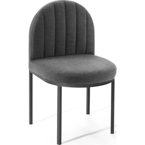 Isla Dining Chair in Channel Tufted Charcoal Gray Fabric & Black