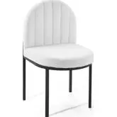 Isla Dining Chair in Channel Tufted White Fabric & Black