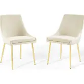 Viscount Dining Chair in Ivory Velvet & Gold Stainless (Set of 2)